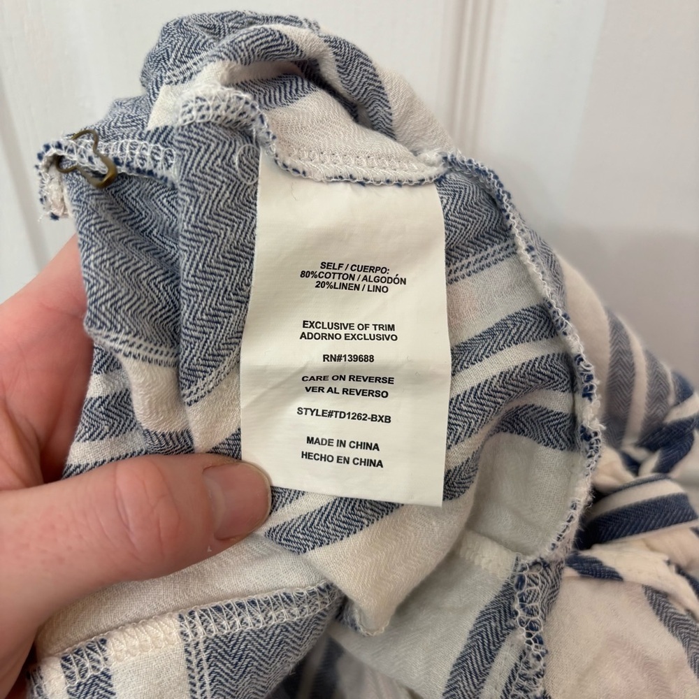 Blue Linen-Blend Striped Wide Leg Jumpsuit | Taylor & Sage S - Picture 7 of 11